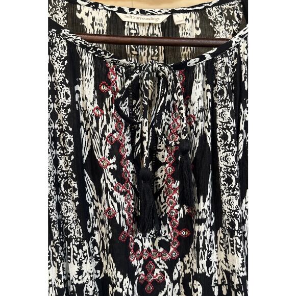 SOFT SURROUNDINGS Peasant Boho Tunic Top Size L Black Relaxed Sequin Bell Sleeve - Picture 7 of 13